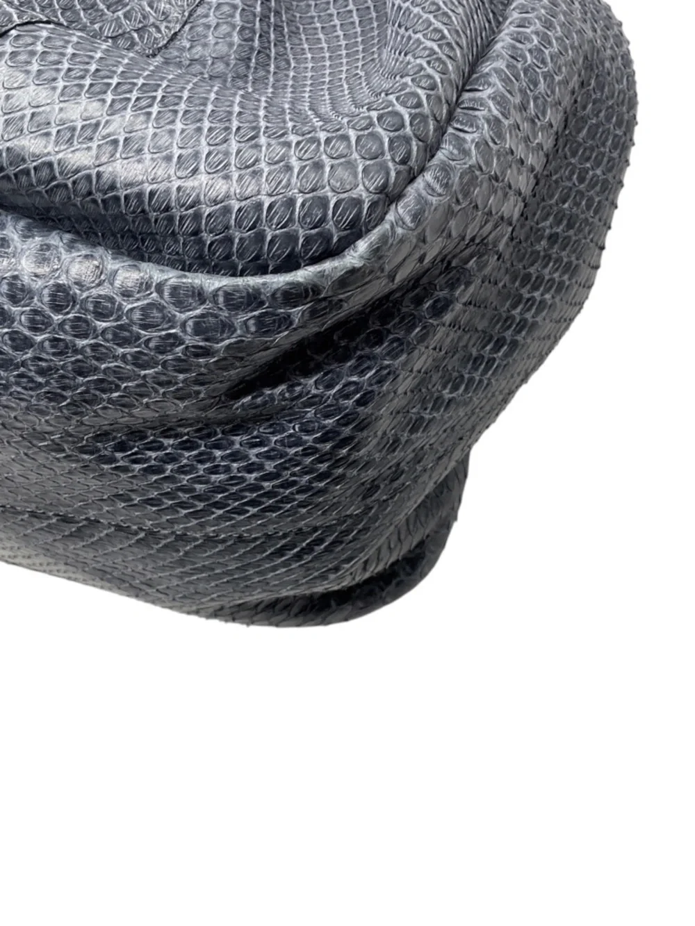 TOD'S SLATE BLUE PYTHON SKIN LEATHER HANDBAG